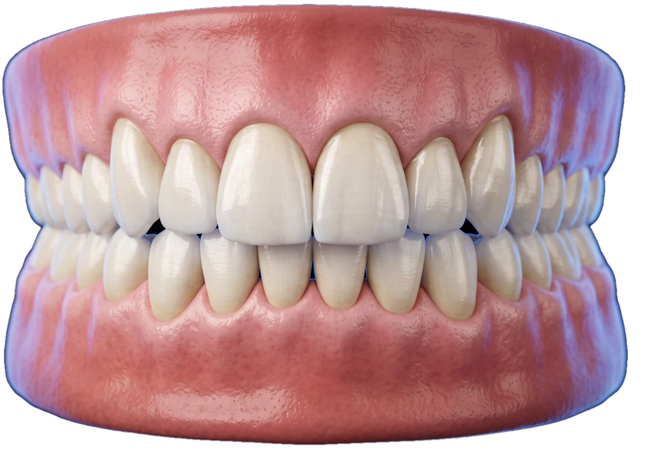 Ilustración 3D de los dientes ya alineados